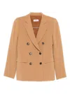 Alberto Biani Tailored Blazer With Structured Shoulders And Pockets In Brown