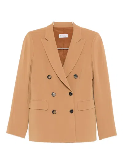 Alberto Biani Double-breasted Button Blazer In Brown