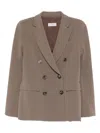 Alberto Biani Double-breasted Button-cuff Blazer In Brown