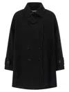 Alberto Biani Double-breasted Wool Coat In Black