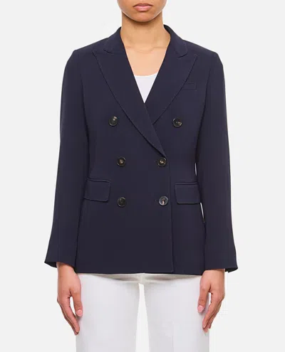Alberto Biani Double-breasted Cady Blazer In Blue