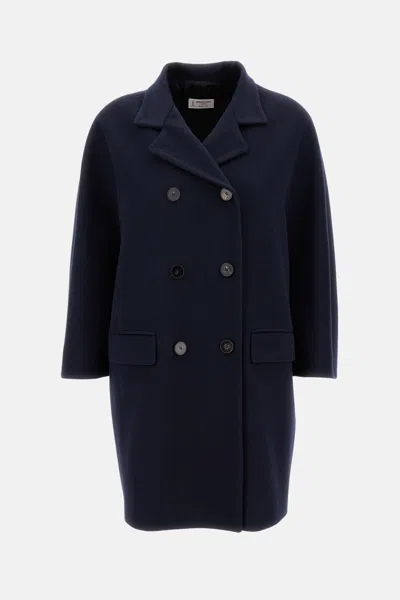 Alberto Biani Double-breasted Coat In Blue
