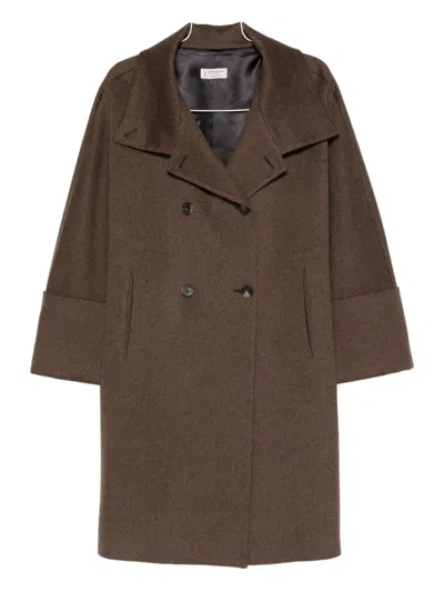Alberto Biani Double-breasted Coat In Brown