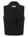 Alberto Biani Sleeveless Double-breasted Waistcoat With Adjustable Back Strap In Black