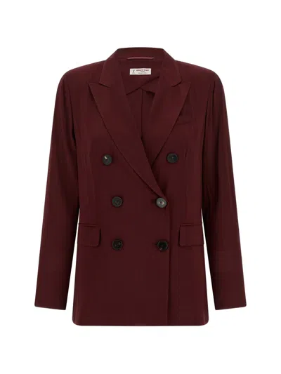 Alberto Biani Double Breasted Jacket In Burgundy