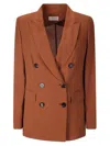 Alberto Biani Double-breasted Jacket In Brown