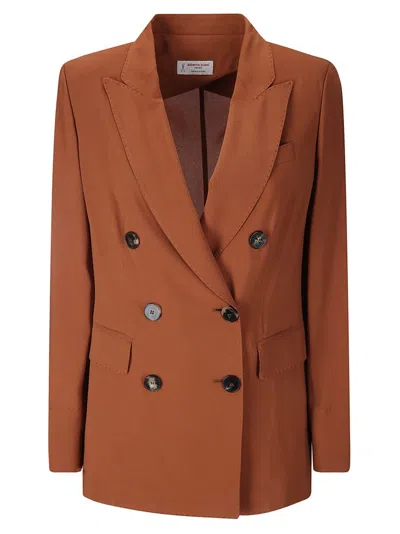 Alberto Biani Double-breasted Jacket In Brown