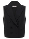 Alberto Biani Sleeveless Double-breasted Waistcoat With Adjustable Back Strap In Black