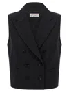 Alberto Biani Sleeveless Double-breasted Waistcoat With Adjustable Back Strap In Black