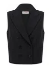 Alberto Biani Sleeveless Double-breasted Waistcoat With Adjustable Back Strap In Black
