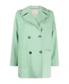 Alberto Biani Double-breasted Virgin Wool Coat In Green