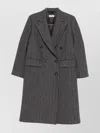 Alberto Biani Double-breasted Wool Blend Coat Stripes In Gray