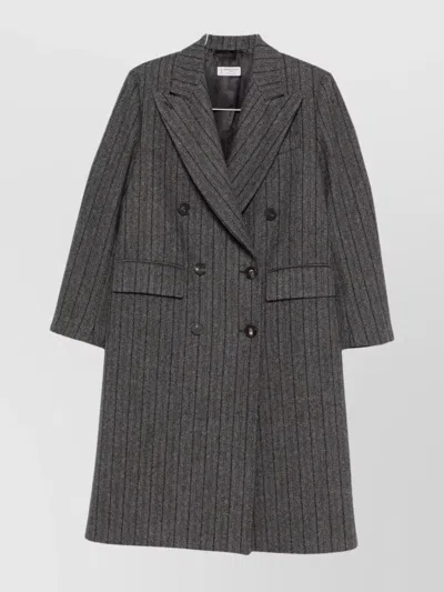 ALBERTO BIANI DOUBLE-BREASTED WOOL BLEND COAT STRIPES
