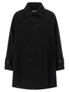 Alberto Biani Double-breasted Wool Caban With Shirt Collar In Black