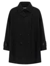 Alberto Biani Double-breasted Wool Caban With Shirt Collar In Black