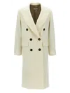 Alberto Biani Double-breasted Wool Coat With Peak Lapels In Neutral