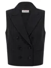 Alberto Biani Sleeveless Double-breasted Waistcoat With Adjustable Back Strap In Black