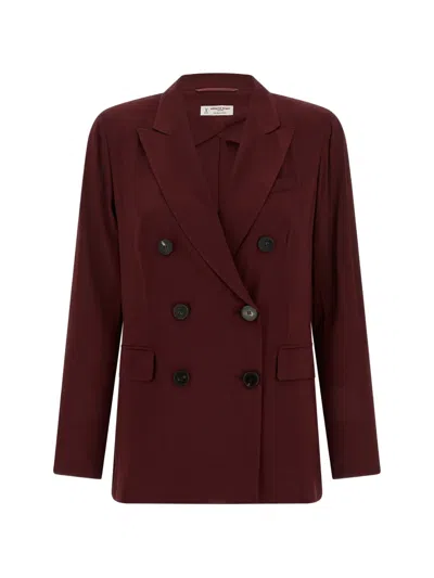 Alberto Biani Tailored Blazer Double Breasted Long Sleeves In Burgundy