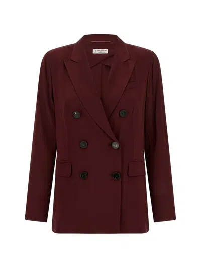 Alberto Biani Double-breasted Blazer In Burgundy