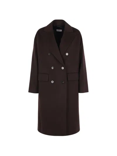 Alberto Biani Double-breasted Notched-lapels Coat In Black