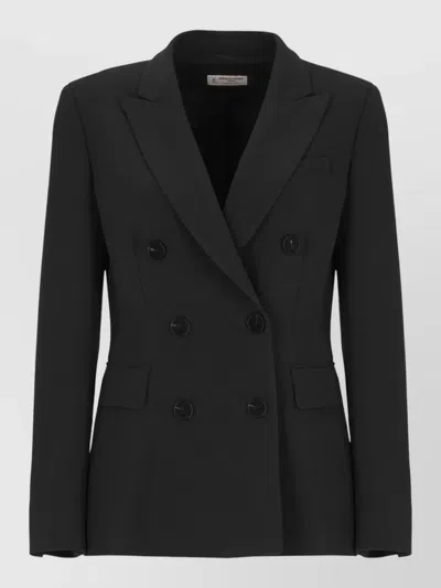 Alberto Biani Black Double-breasted Classic Lapel Structured Jacket