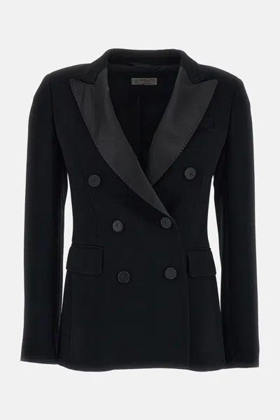 Alberto Biani Double-breasted Tuxedo Blazer In Blue