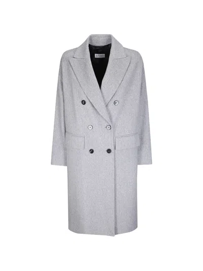 Alberto Biani Double-breasted Virgin Wool Coat In Gray