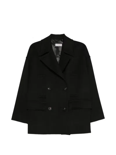 Alberto Biani Double-breasted Virgin Wool Jacket In Black