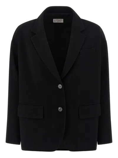 Alberto Biani Single-breasted Two-button Blazer With V-neck Lapels In Black