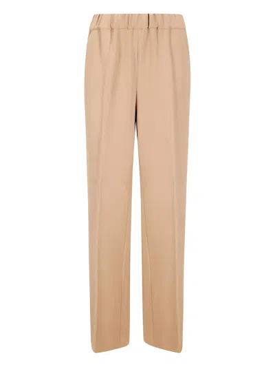 Alberto Biani Elastic-waist Straight Trousers In Neutral