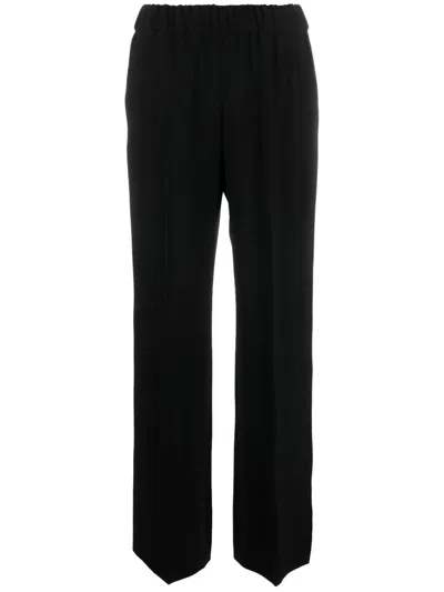 Alberto Biani Flared Crepe Trousers In Black