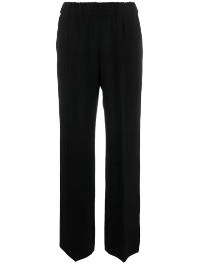 Alberto Biani Elasticated Waist Straight-leg Trousers In Black