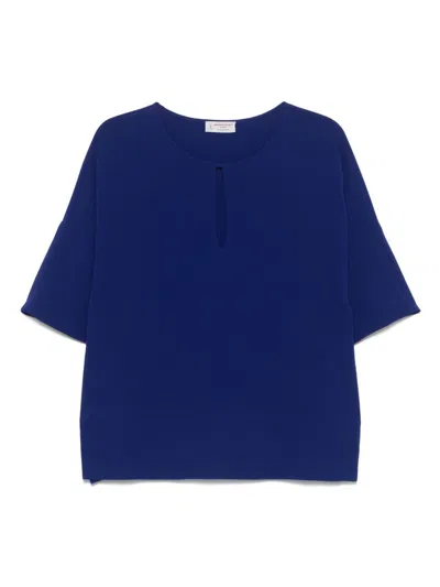 Alberto Biani Elegant Cady Blouse With Tricetate In Blue