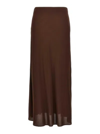 Alberto Biani Crepe Georgette Skirt In Brown