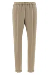 Alberto Biani Cadi Fabric Pants With Elastic Waistband In Neutral