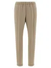 Alberto Biani Cadi Fabric Pants With Elastic Waistband In Neutral