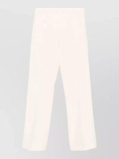 Alberto Biani Flared Trousers Belt Loops Pressed Crease In White