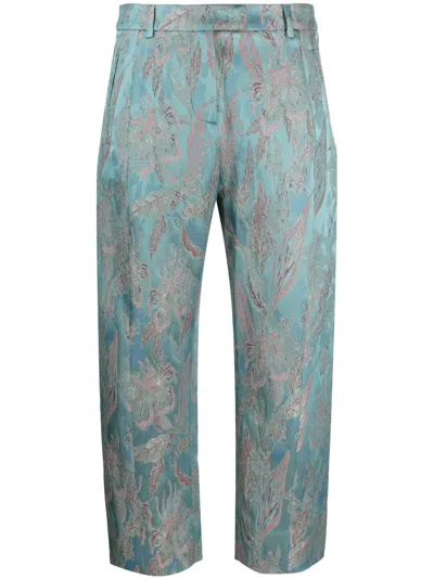 ALBERTO BIANI FLORAL-JACQUARD CROPPED TROUSERS