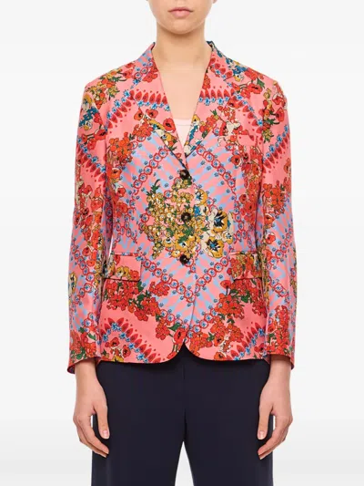 Alberto Biani Floral-print Blazer In Pink