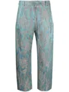 Alberto Biani Floral Print Jacquard Trousers In Black