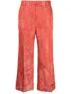 Alberto Biani Cropped Jacquard-pattern Trousers In Red