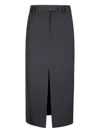 Alberto Biani Black Midi Skirt With Front Slit In Black
