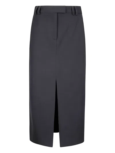 Alberto Biani Front-slit Midi Skirt In Black