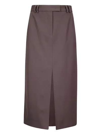 Alberto Biani Front-slit Pencil Skirt In Brown