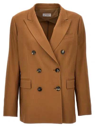 Alberto Biani Gabardine Double-breasted Blazer In Beige