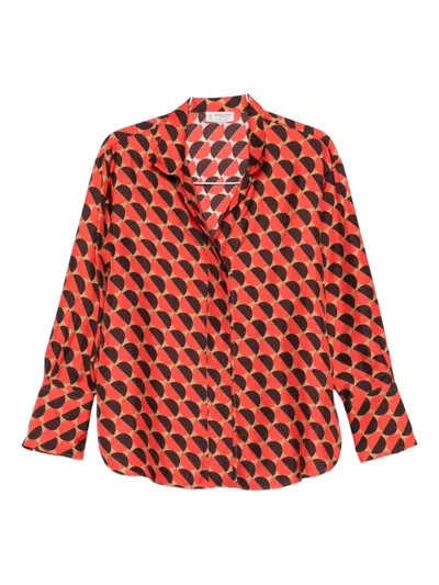Alberto Biani Geometric-pattern Shirt In Orange