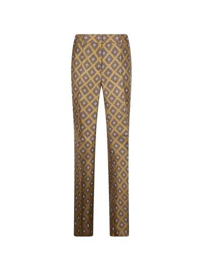 Alberto Biani Geometric-print Straight-leg Trousers In Neutral