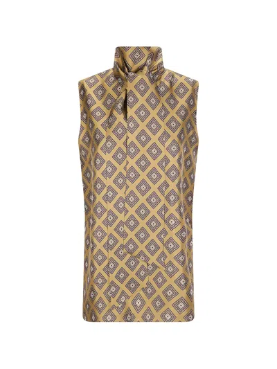 Alberto Biani Geometric-print Top In Burgundy