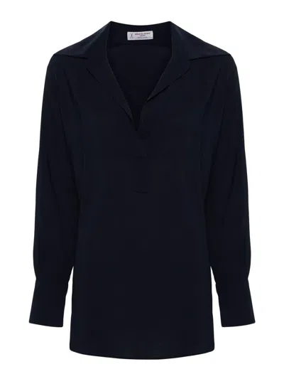 Alberto Biani Georgette Blouse In Blue