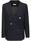 Alberto Biani Georgette Double-breasted Jacket In Blue